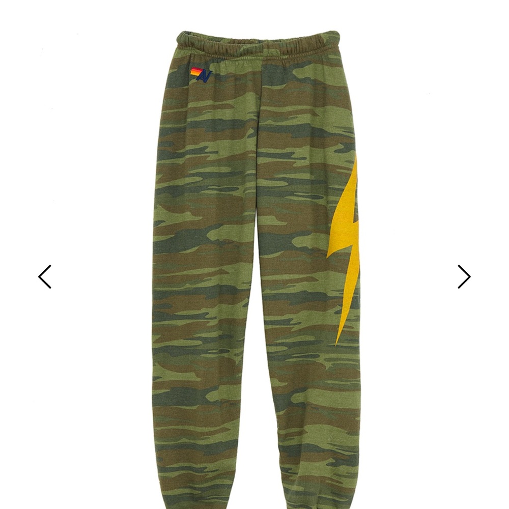 Aviator Nation Camouflage Joggers with Yellow Lightning Bolt
